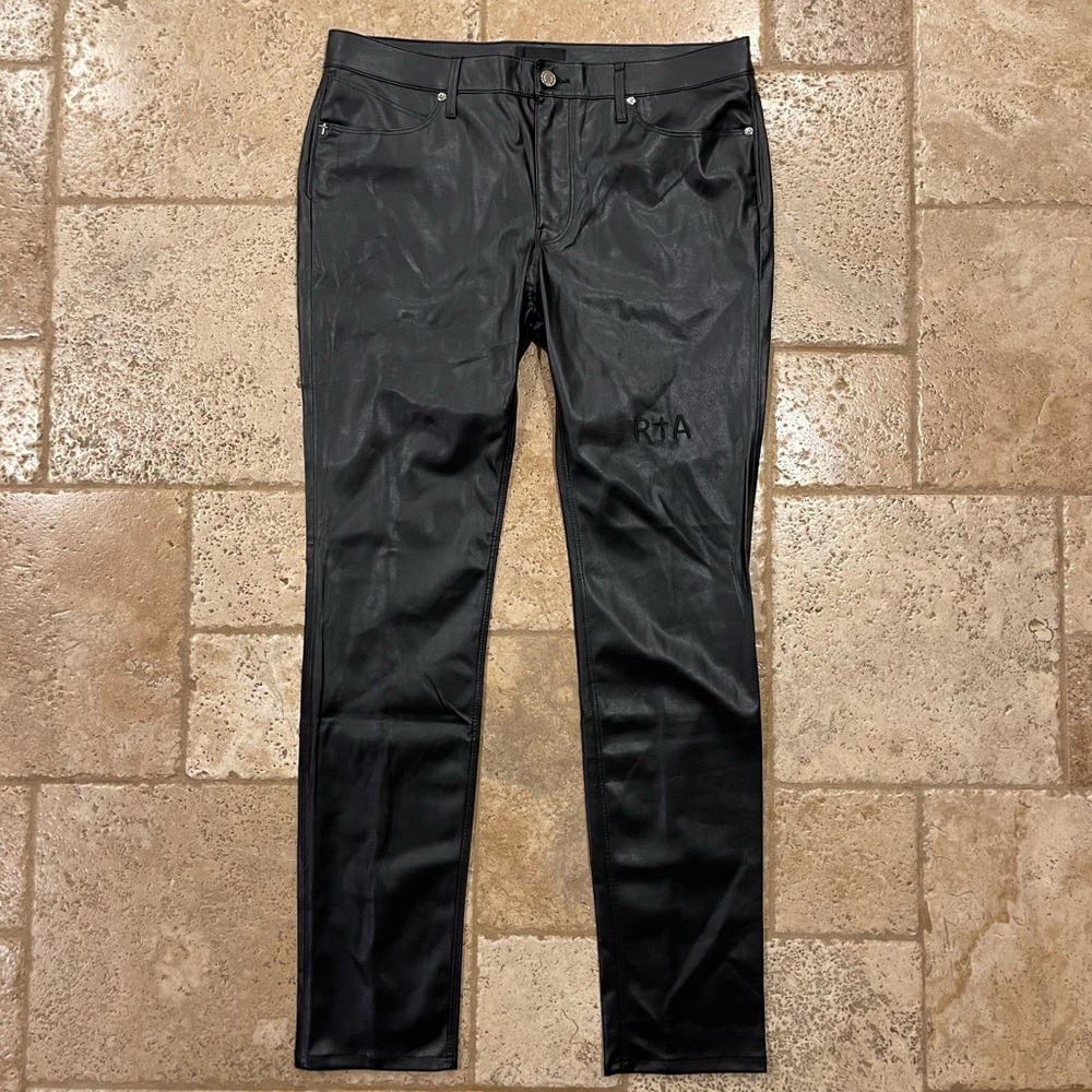 RTA Faux Black Leather Cross Pants